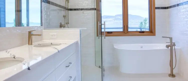 Shower Dual Sinks Stand alone bathtub